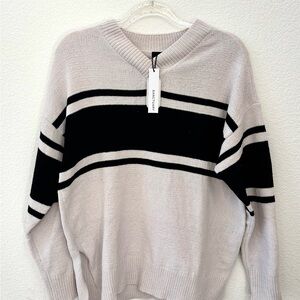 Sanctuary Black and Cream Striped Sweater